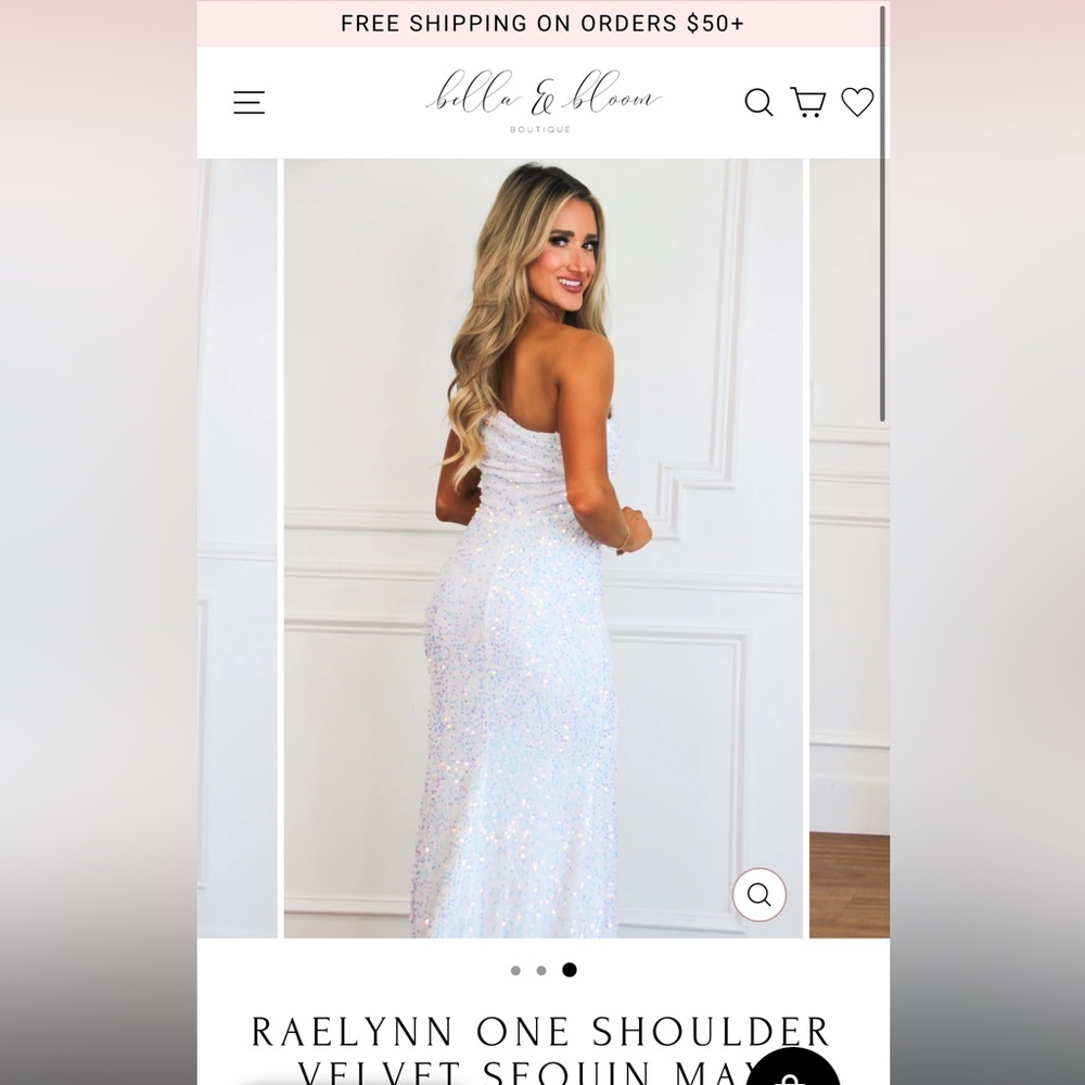 Elegant White Sequin Prom Dress